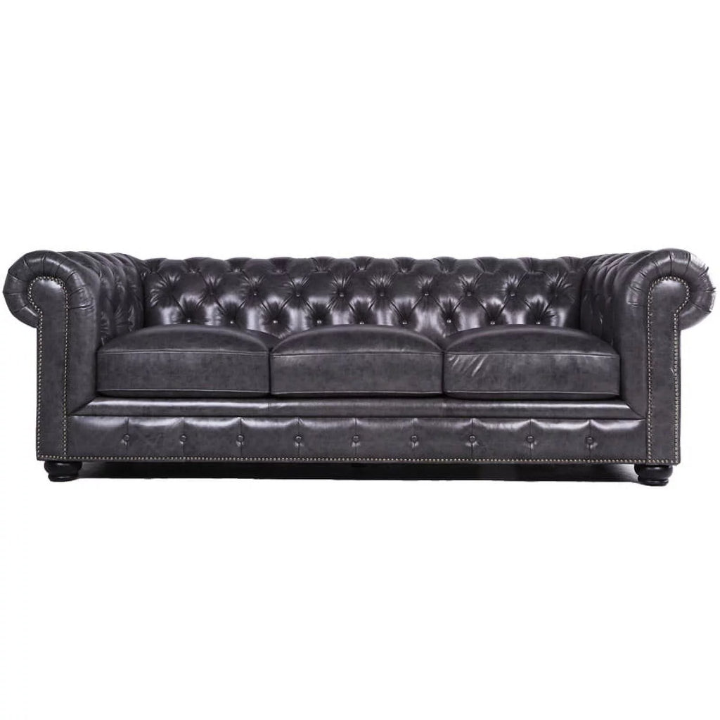 Grey Leather Chesterfield Sofa I9160