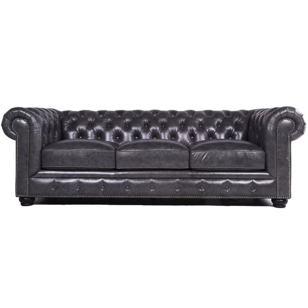 Grey Leather Chesterfield Sofa I9160