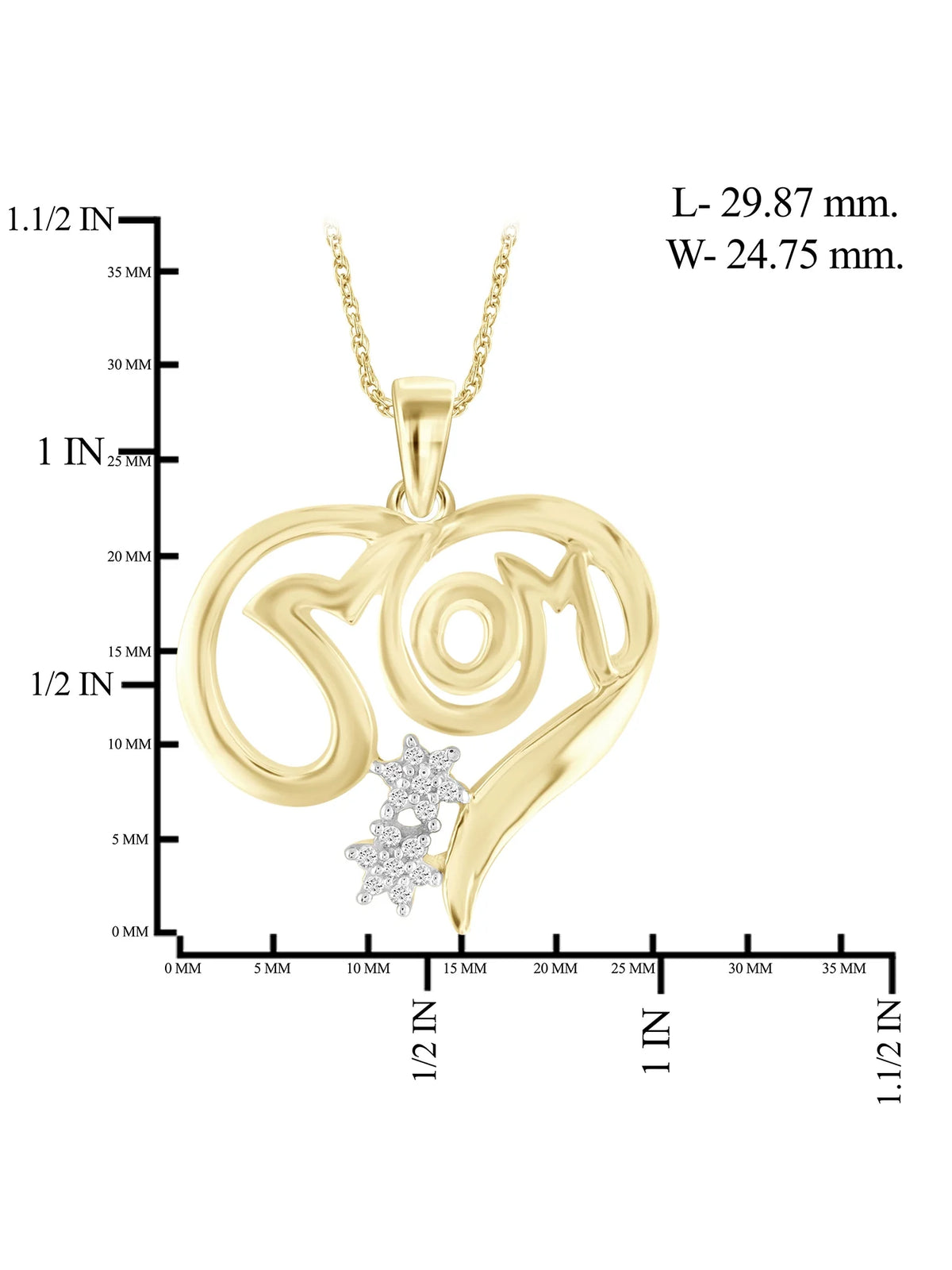 14K Gold Plated Silver Mother Daughter Necklace with White Diamonds P893665