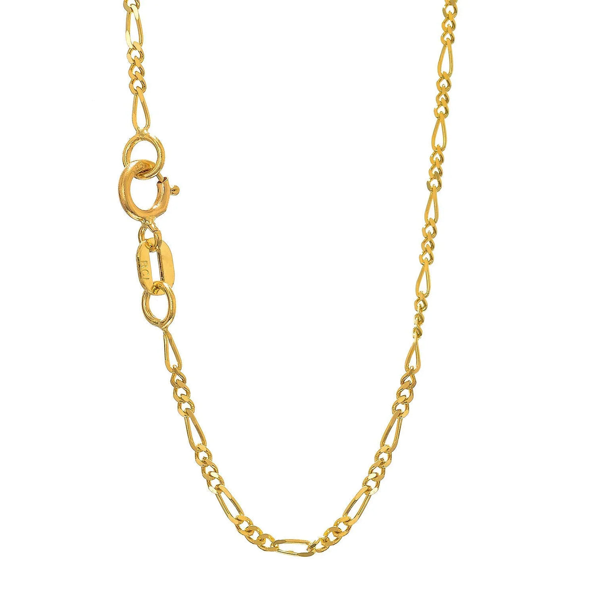 14k Solid Yellow Gold Figaro Chain Necklace, 16 Inches I255558