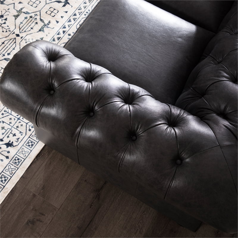 Grey Leather Chesterfield Sofa I9160