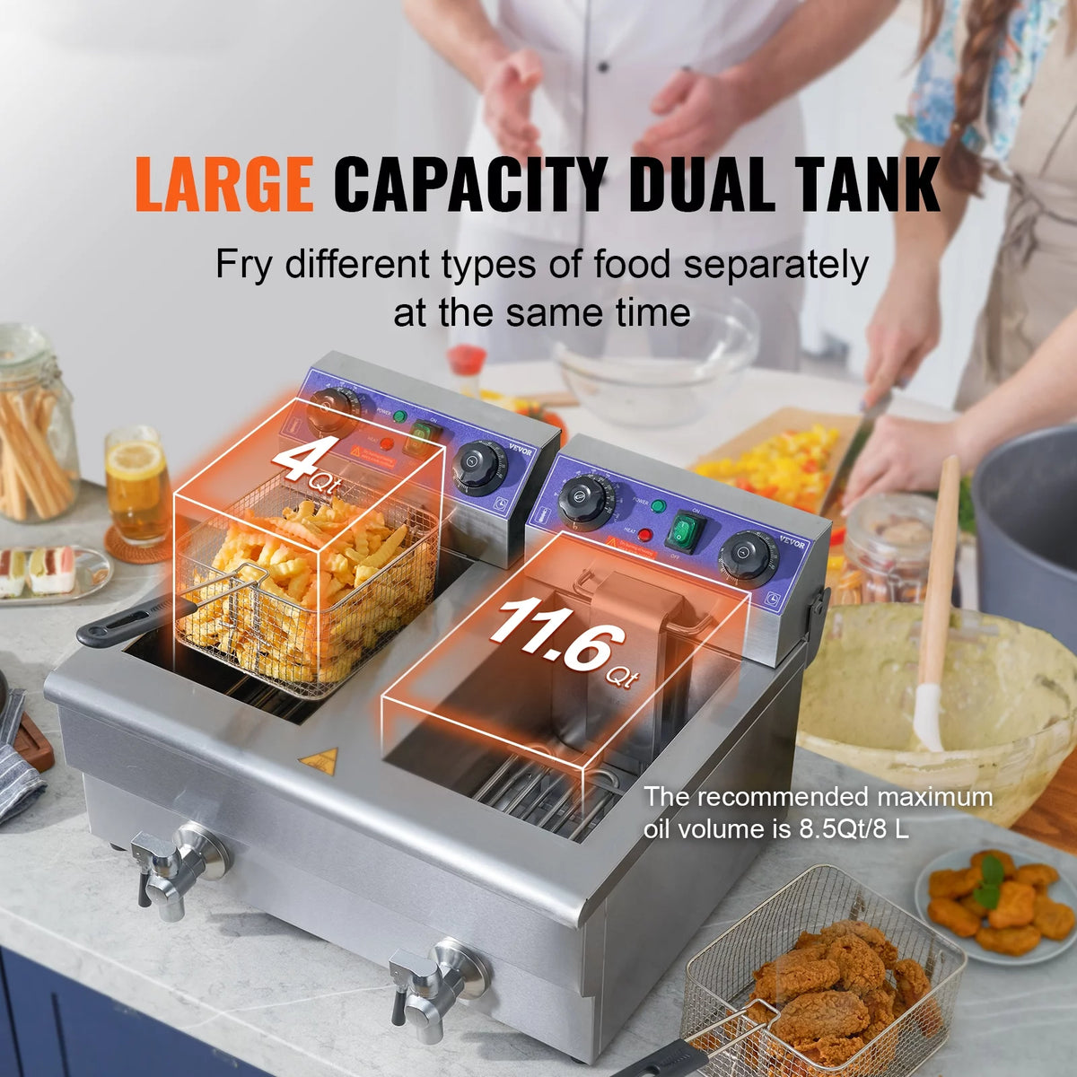 Commercial Electric Deep Fryer with Dual Tanks 3000W I61120