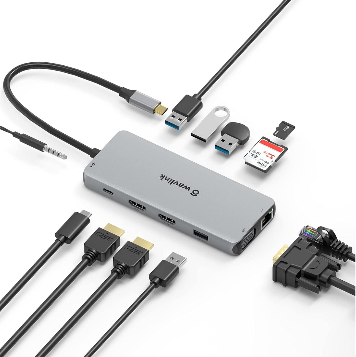 12-in-1 USB C Docking Station with Dual 4K HDMI, Ethernet, 87W Power Delivery, SD Card Reader O517226
