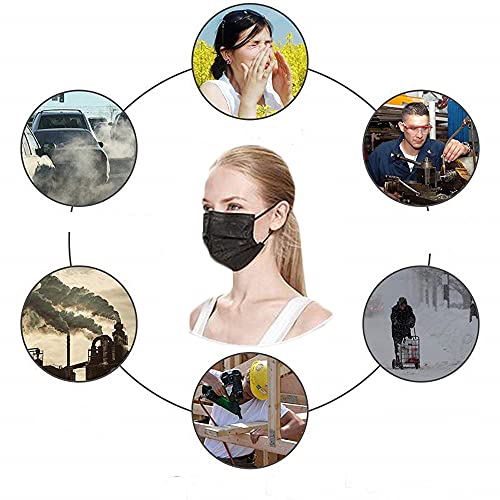 100PCS 3 Ply Black Disposable Face Mask Z680