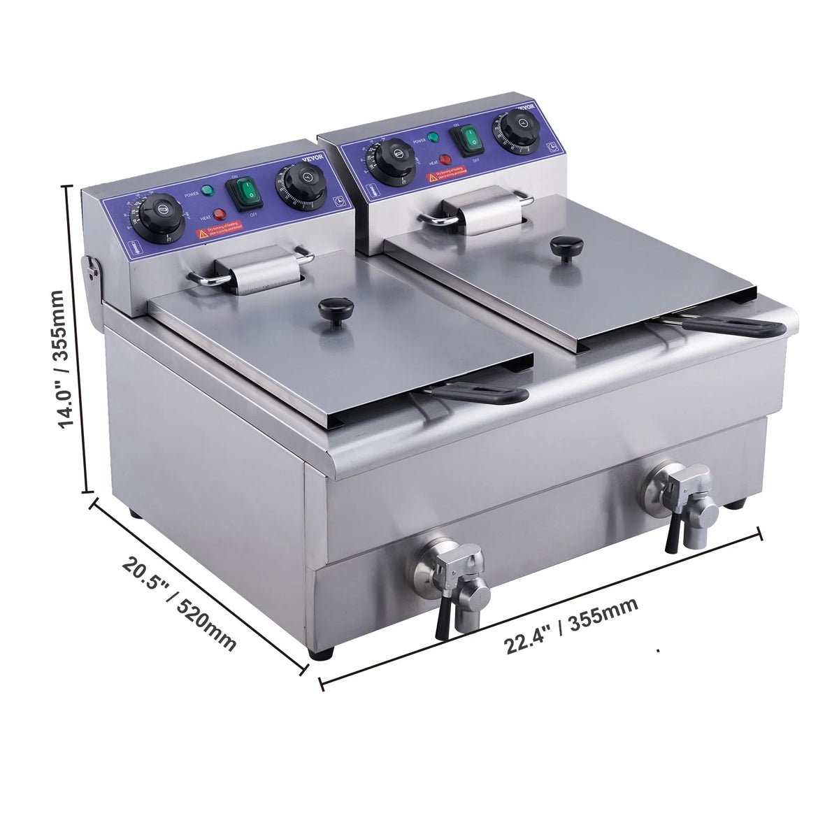 Commercial Electric Deep Fryer with Dual Tanks 3000W I61120