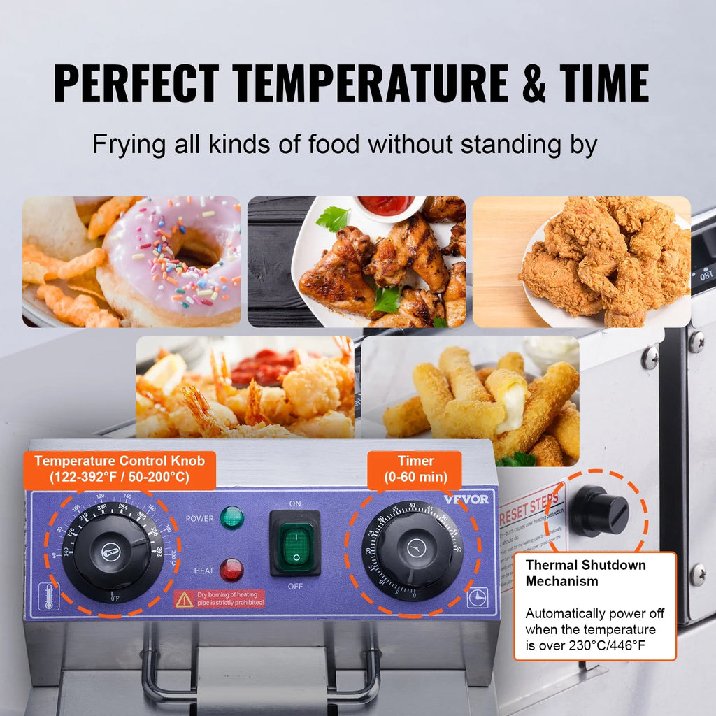 Commercial Electric Deep Fryer with Dual Tanks 3000W I61120