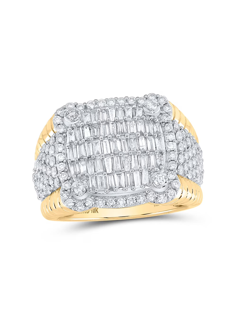 10kt Yellow Gold Mens Baguette Diamond Band Ring 2-1/4 Cttw Y5019