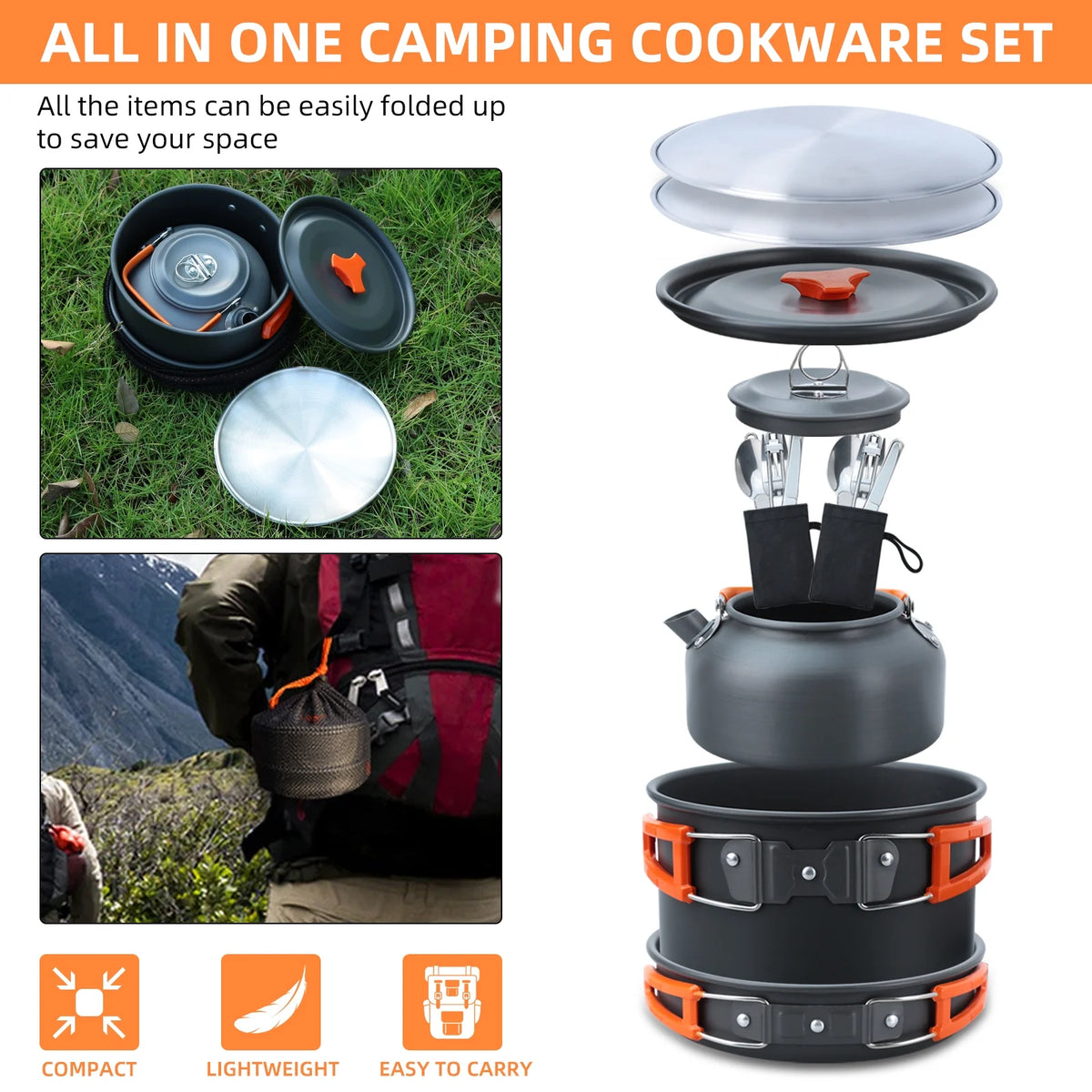 16pcs Camping Cookware Set N3814