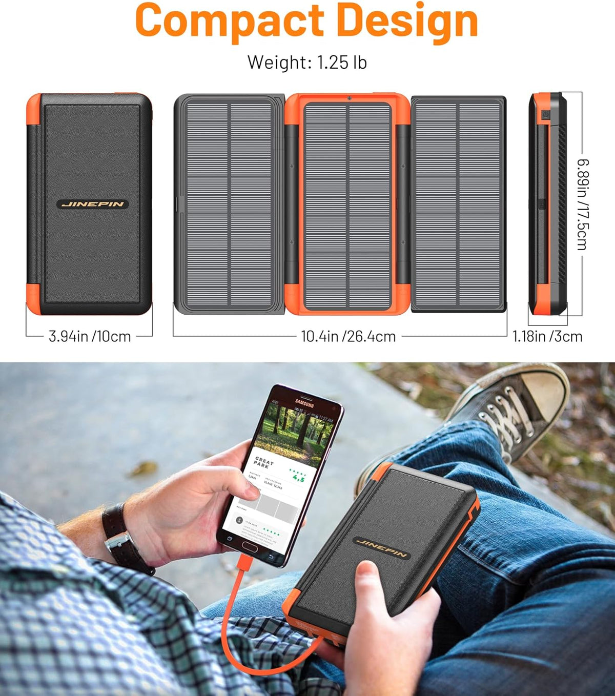 46800mAh Solar Charger with 4 Cables and LED Display S990