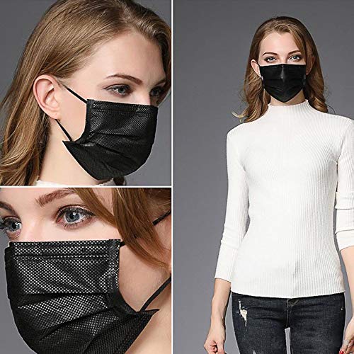 100PCS 3 Ply Black Disposable Face Mask Z680