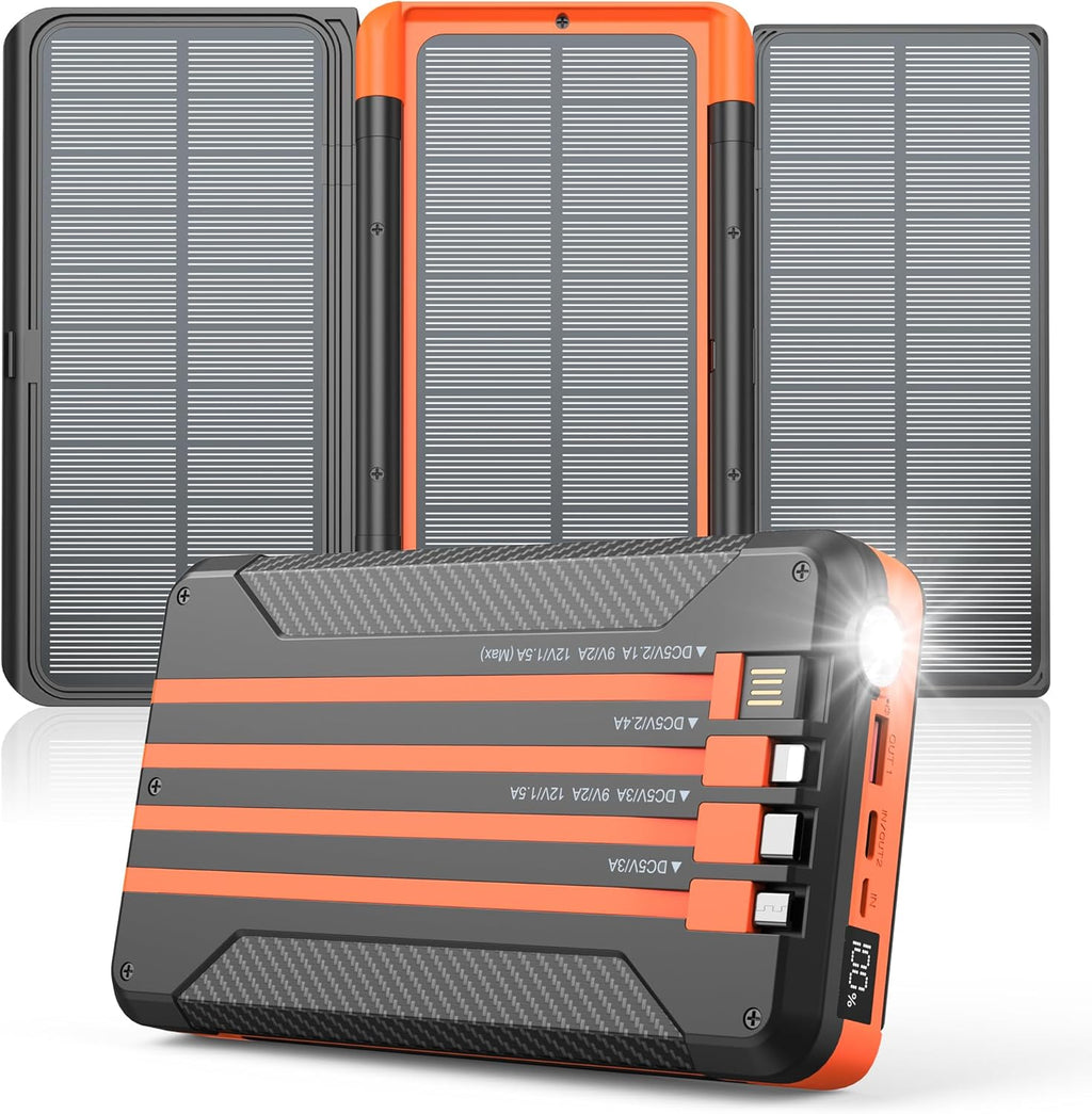 46800mAh Solar Charger with 4 Cables and LED Display S990