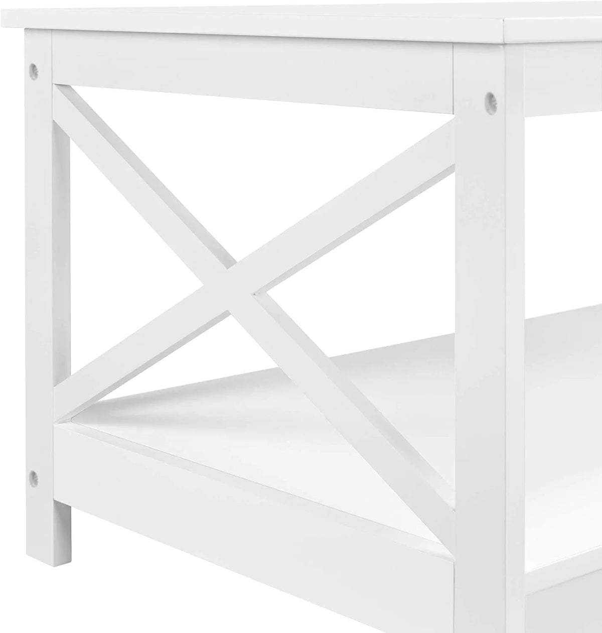White 2-Tier Wood Coffee Table with Storage Shelf Z4590