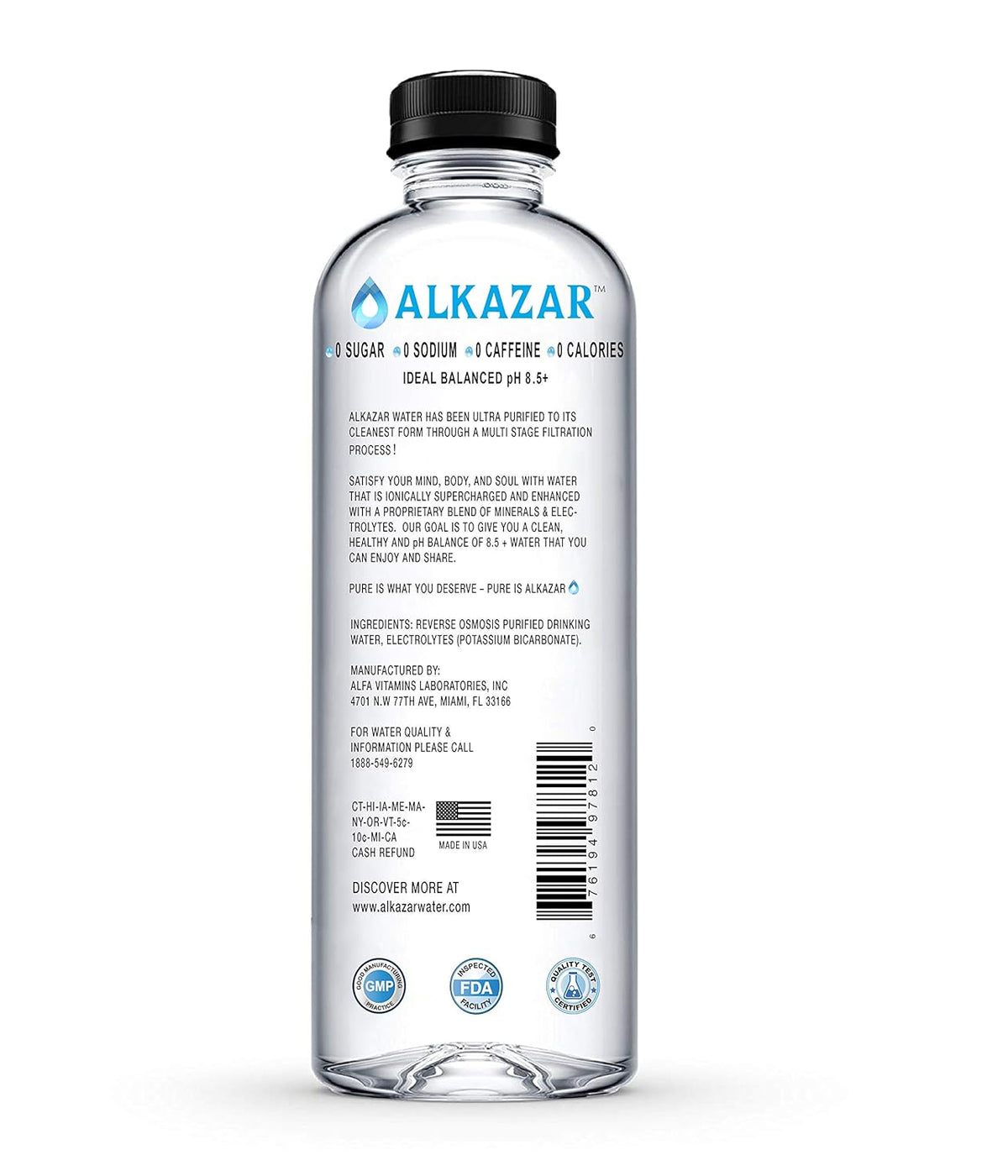 Alkaline Water pH 8.5+ with minerals and electrolytes 34 FL OZ Bottle 12 Pack D174