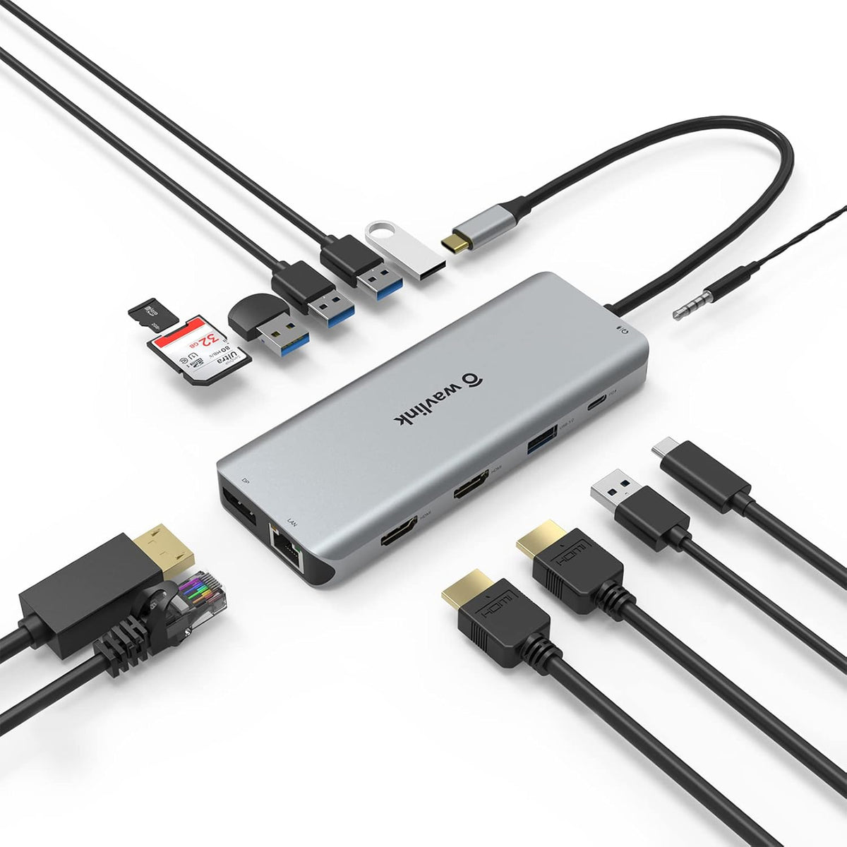 12-in-1 USB C Docking Station with Dual 4K HDMI, Ethernet, 87W Power Delivery, SD Card Reader O517226