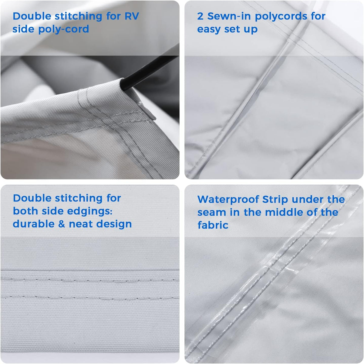 280GSM Solution Dyed Fabric RV Awning Replacement 17' Gray L62200