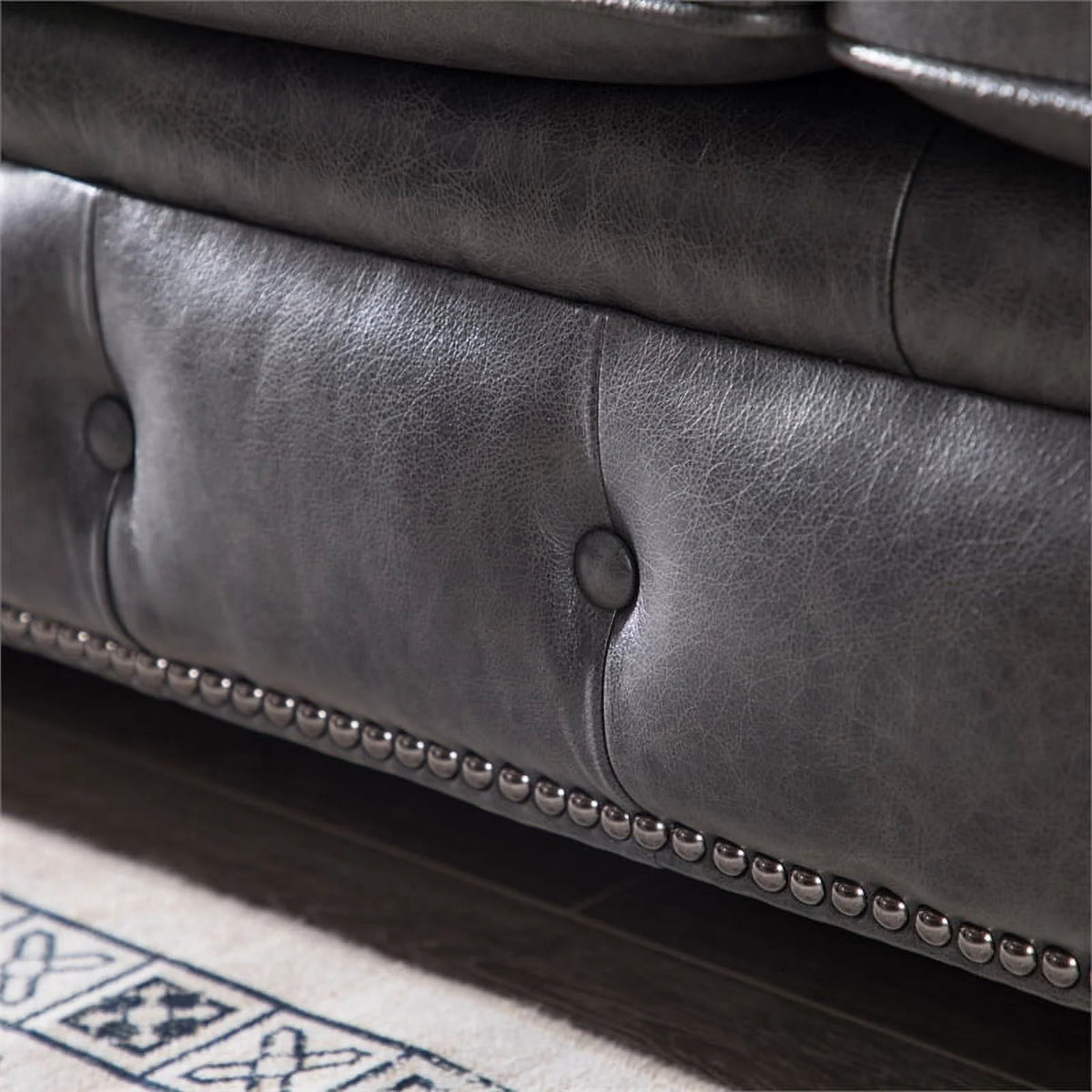Grey Leather Chesterfield Sofa I9160