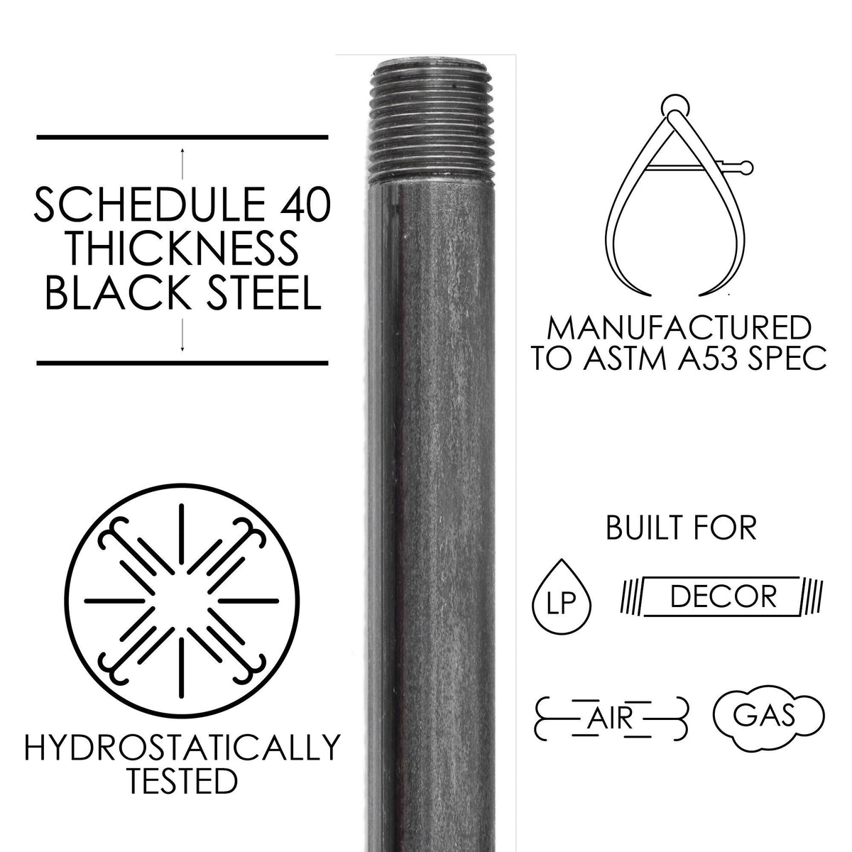 1/2 in. x 60 in. Black Steel Plumbing Pipe (4-Pack) W439628