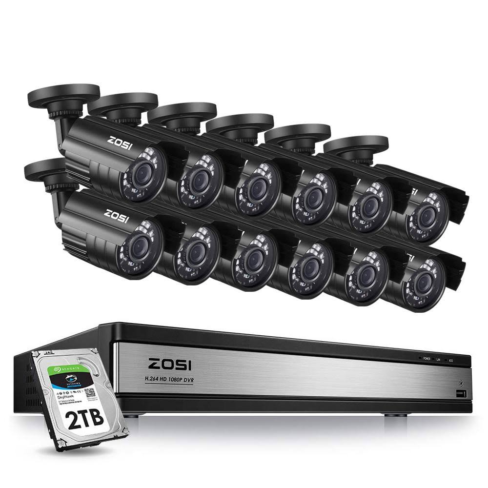16-Channel 1080p 2TB DVR Security Camera System with 12 Wired Bullet Cameras Q3317