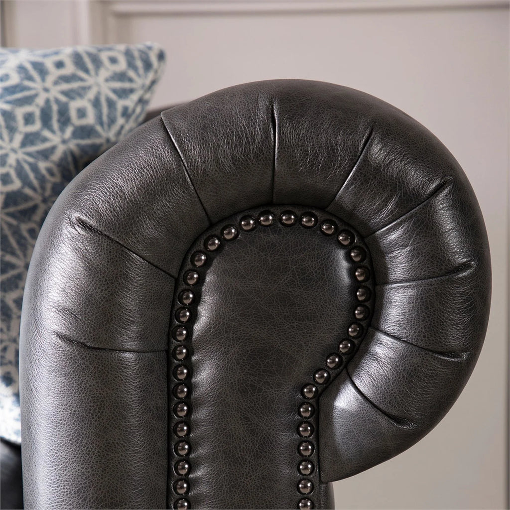 Grey Leather Chesterfield Sofa I9160