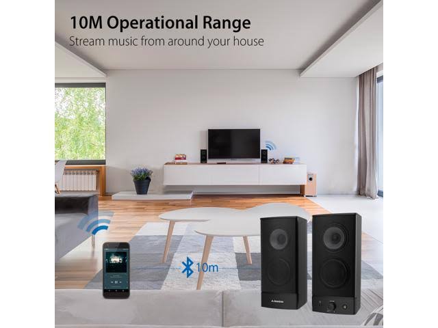 10W Bluetooth Computer Speakers, Wireless & Wired Stereo, AC Powered H112