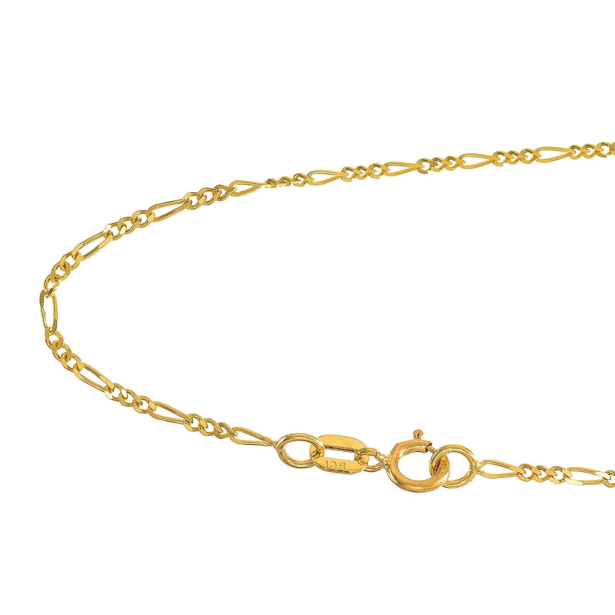 14k Solid Yellow Gold Figaro Chain Necklace, 16 Inches I255558