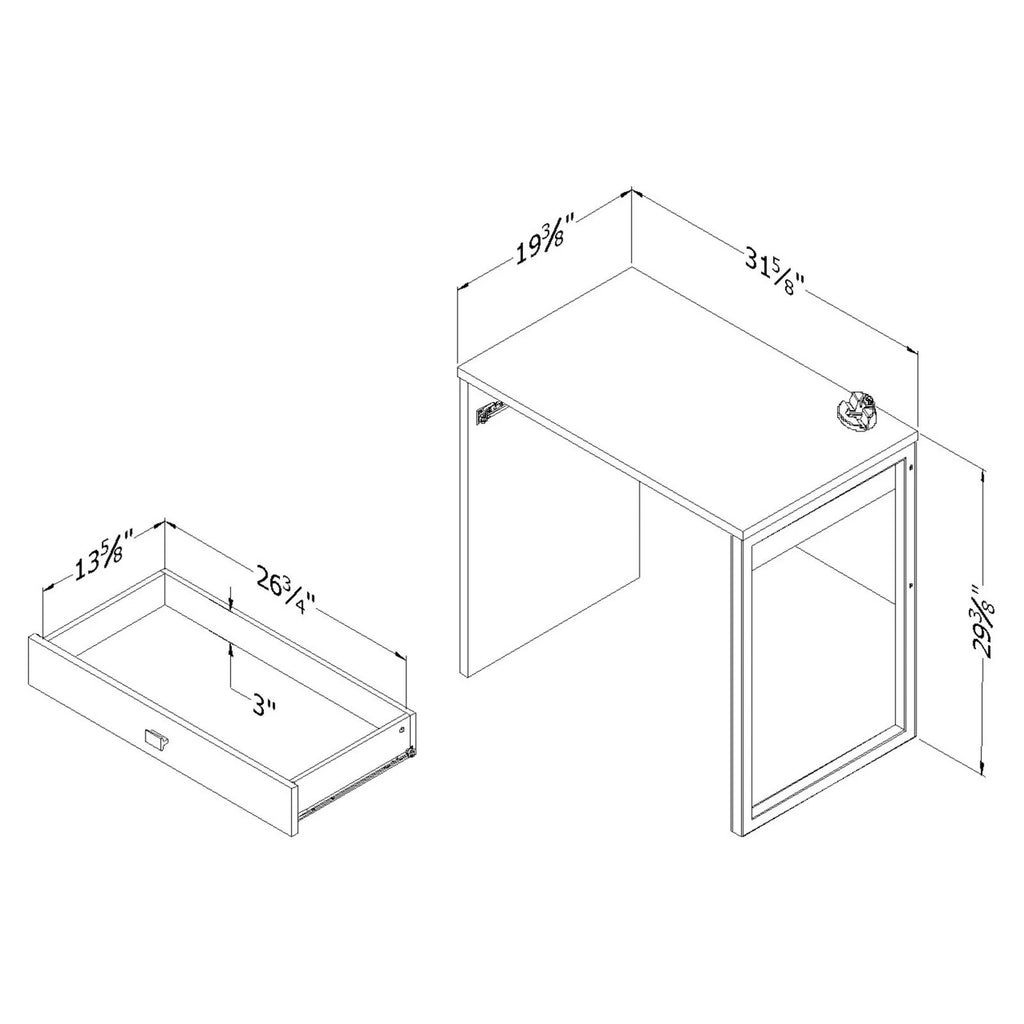 Contemporary White Desk D237