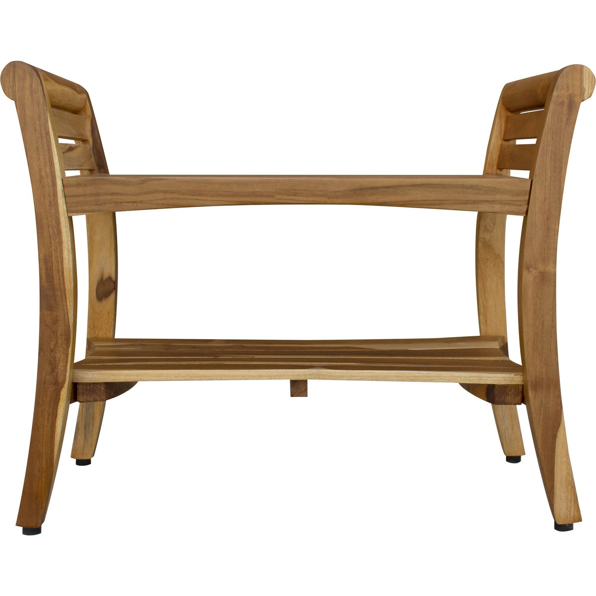Natural Teak Shower Bench with Shelf and Handles W33005