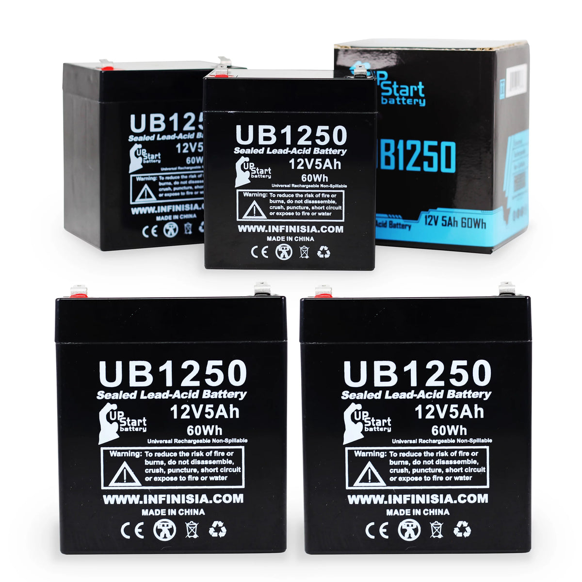 12V 5Ah Sealed Lead Acid Battery with F1 to F2 Terminal Adapters J893598
