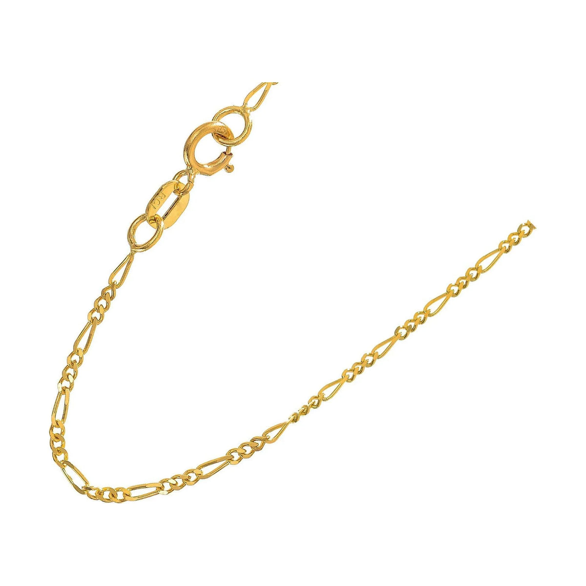 14k Solid Yellow Gold Figaro Chain Necklace, 16 Inches I255558