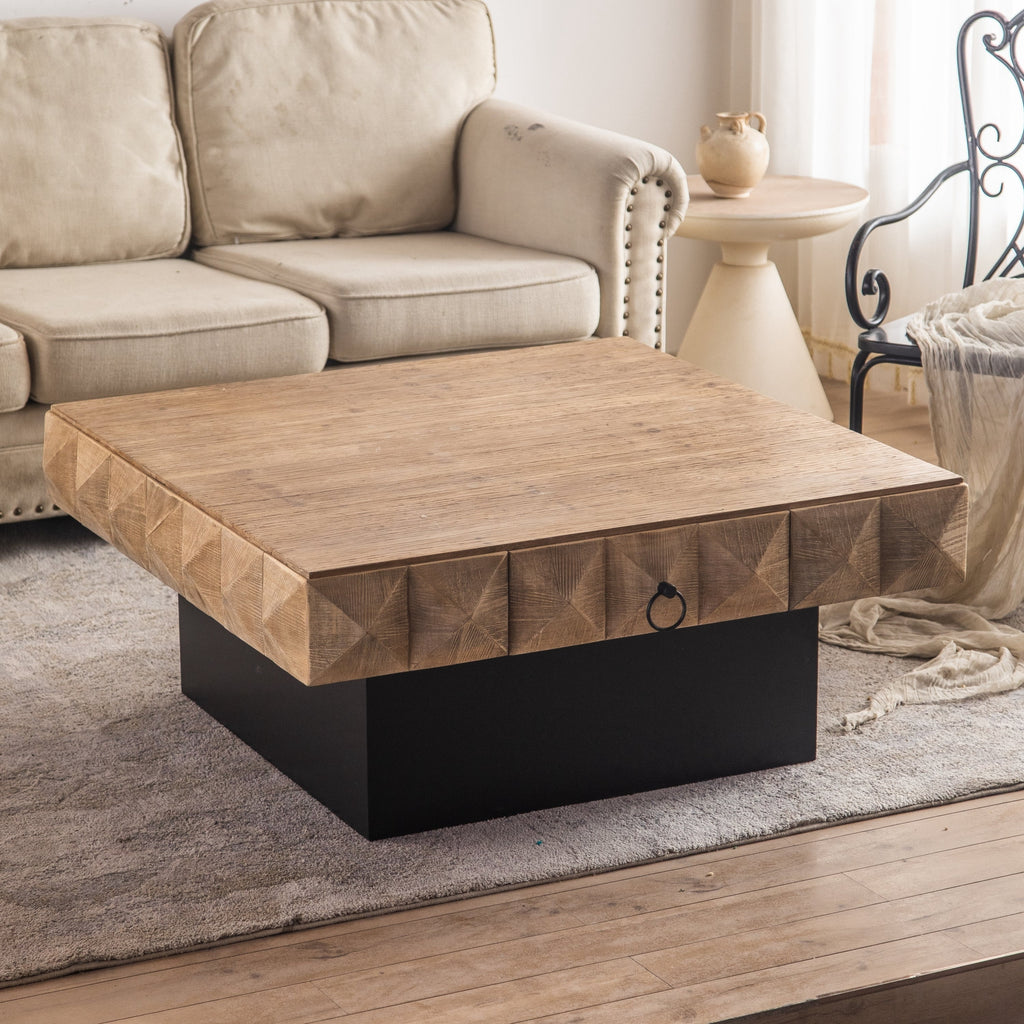 Square Retro Coffee Table with 2 Drawers P539