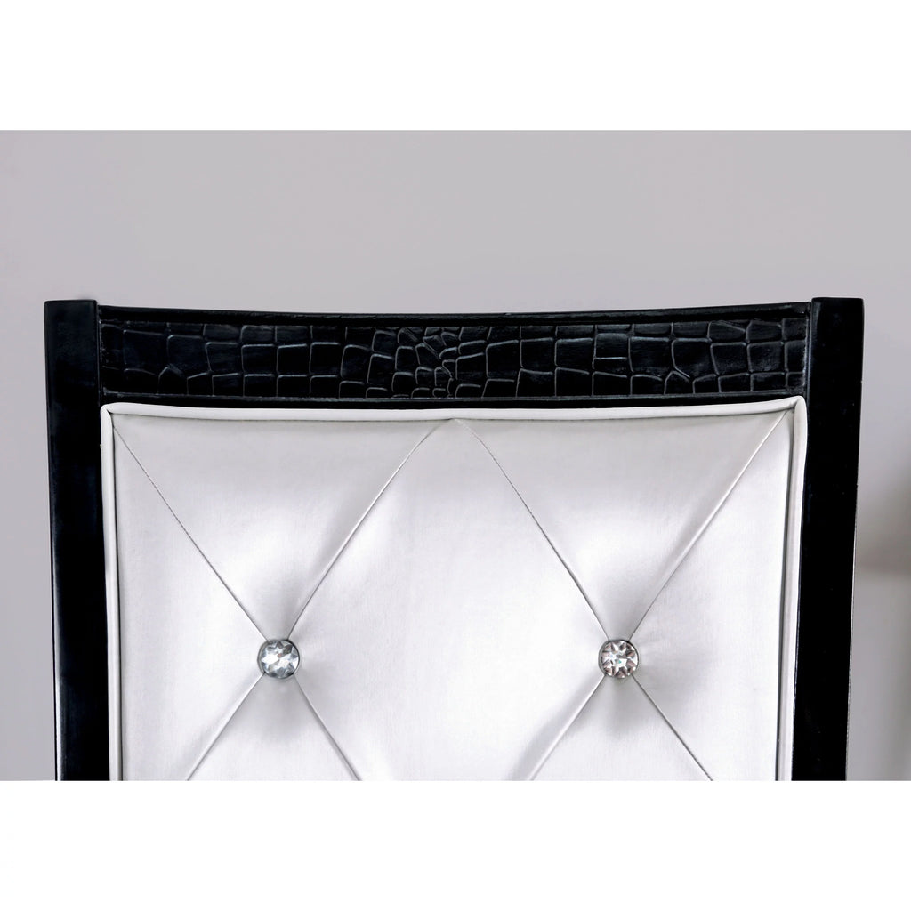 Black and Silver Tufted Side Chairs Set of 2 U31980