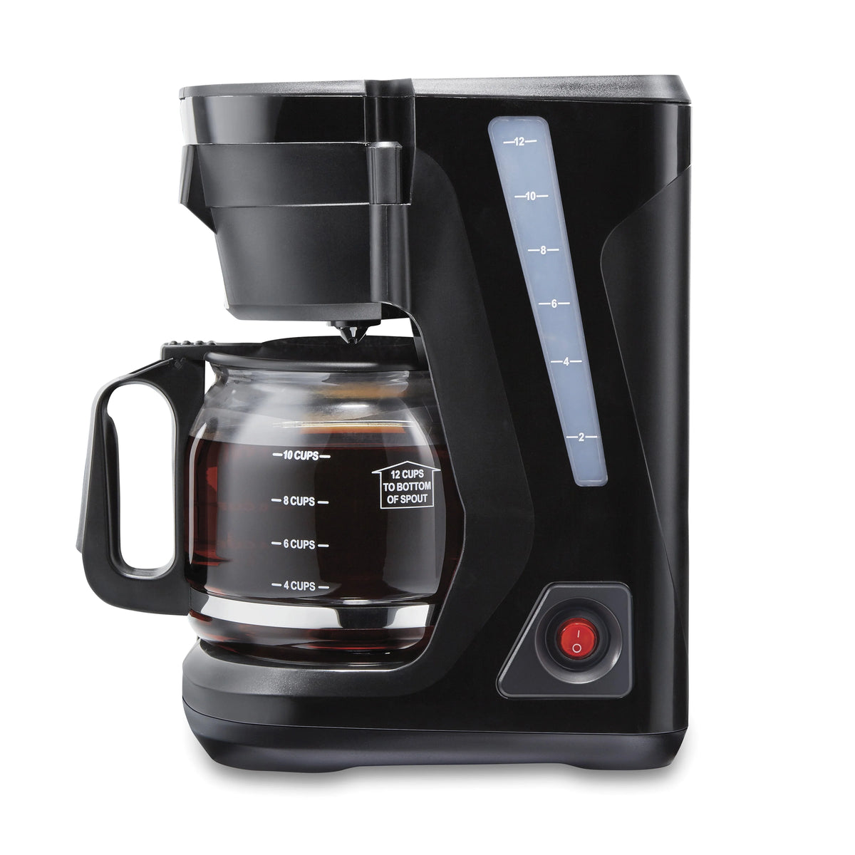 12 Cup Compact Coffee Maker with Glass Carafe, Black E146