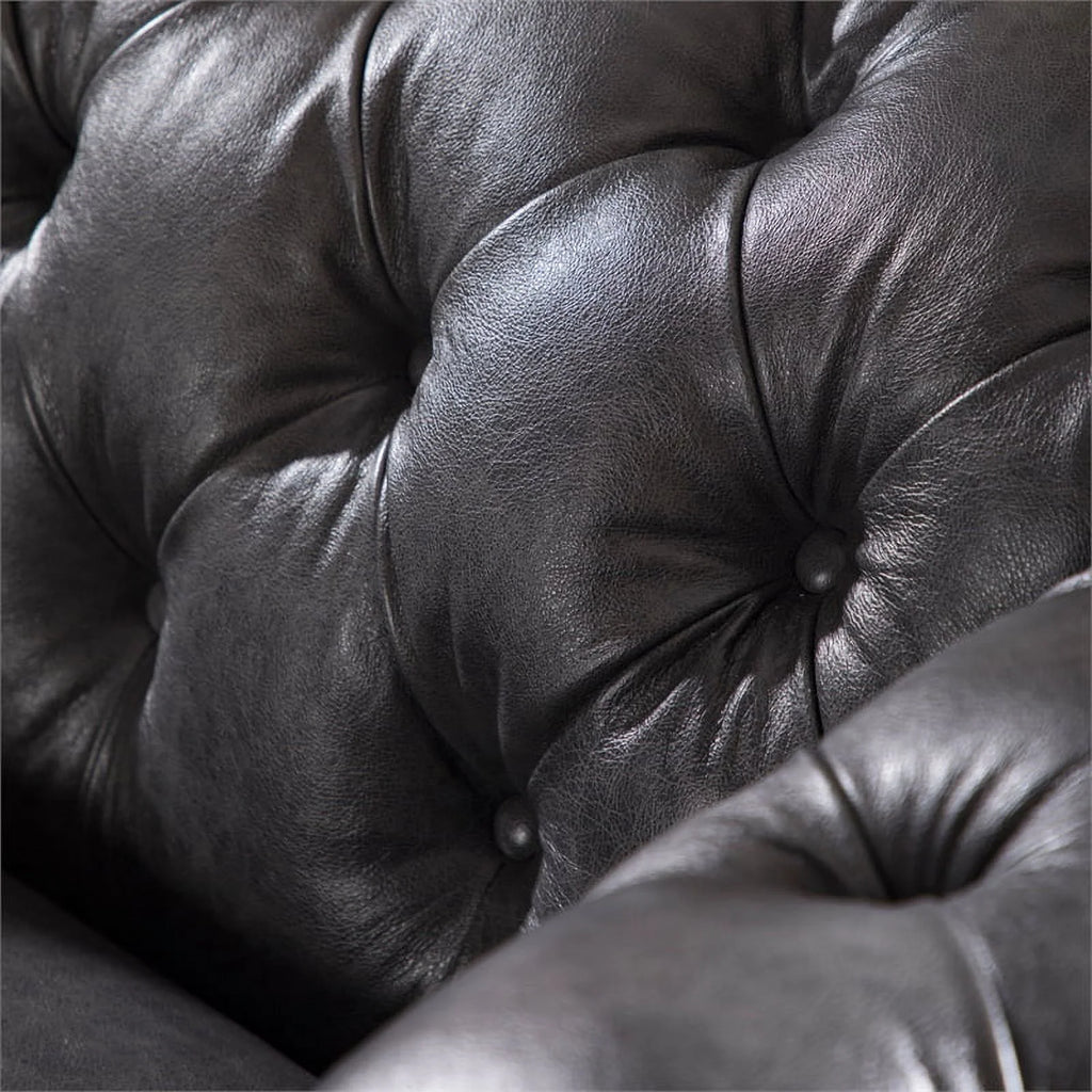 Grey Leather Chesterfield Sofa I9160