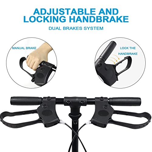 Knee Walker with Double Handbrake and Height Adjustment Handgrip, Compact Crutches Alternative, Black I357720