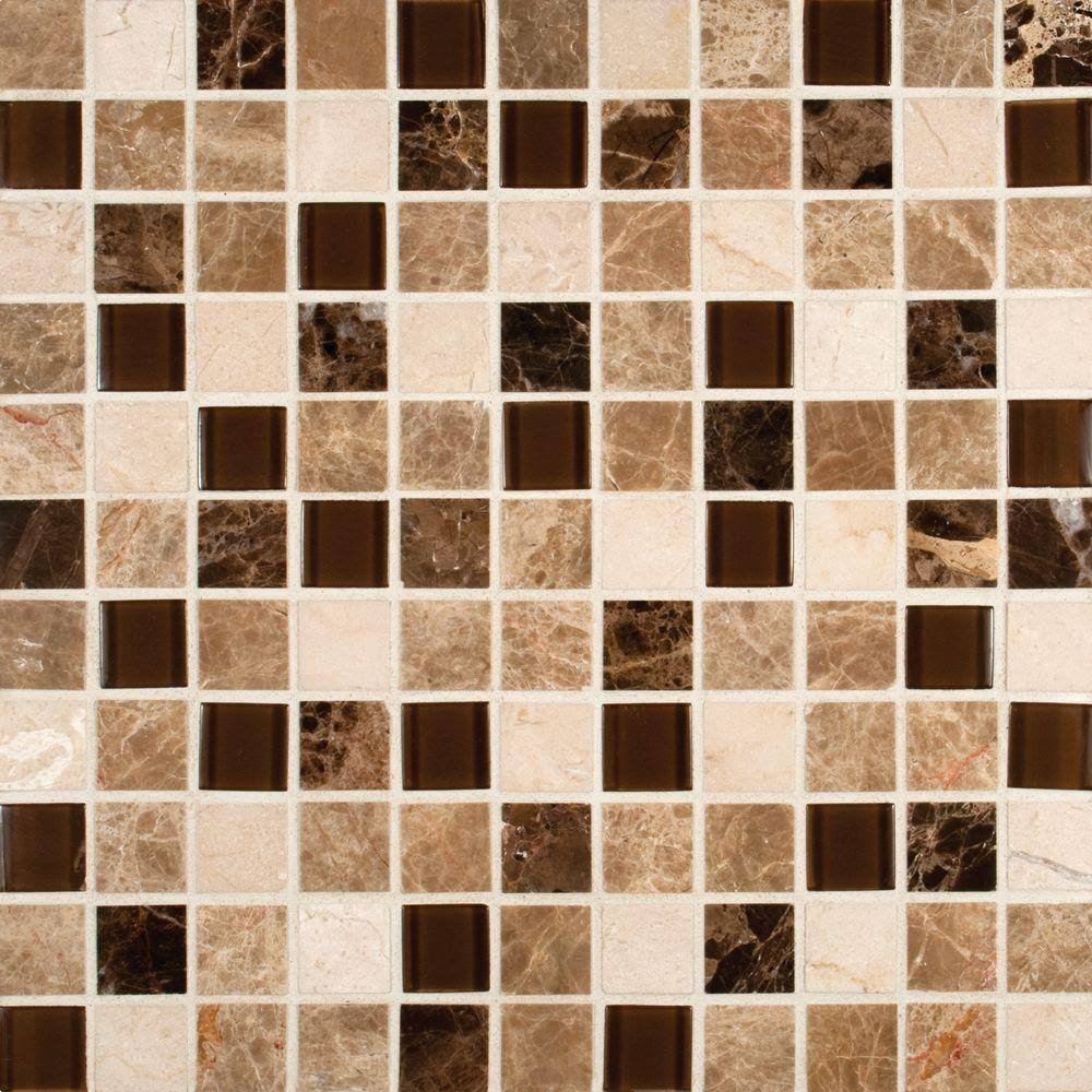 12 in. x 12 in. x 8mm Textured Glass and Stone Mosaic Tile L13484