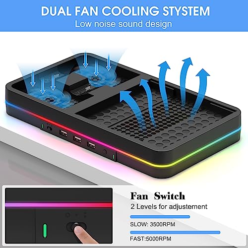Dual Cooling Fan and Cooling Stand for Xbox Series X/S Console with RGB LED Light & 3 USB Ports A632854