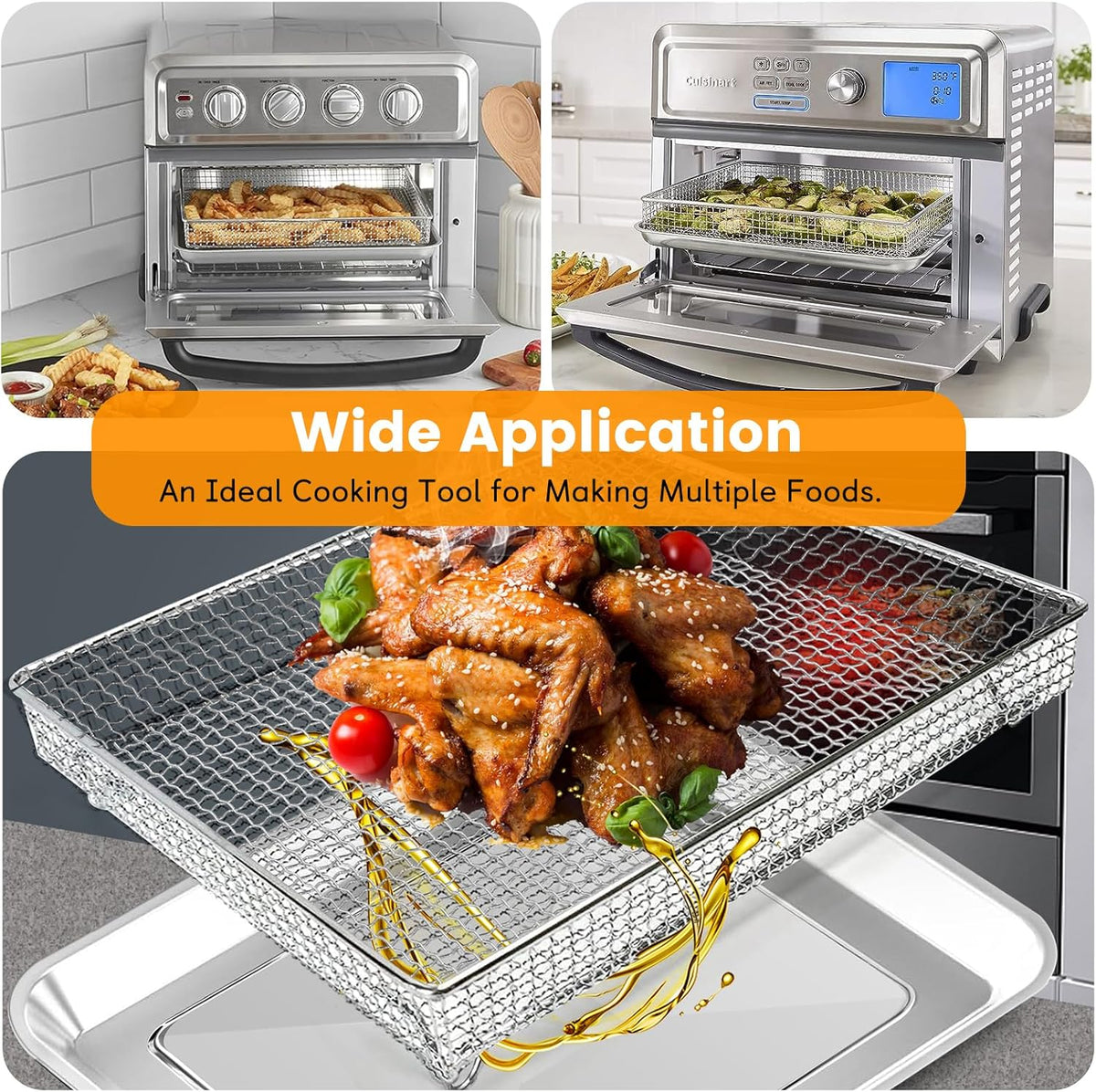 12.2 x 11 Inch Stainless Steel Mesh Air Fryer Basket J155968