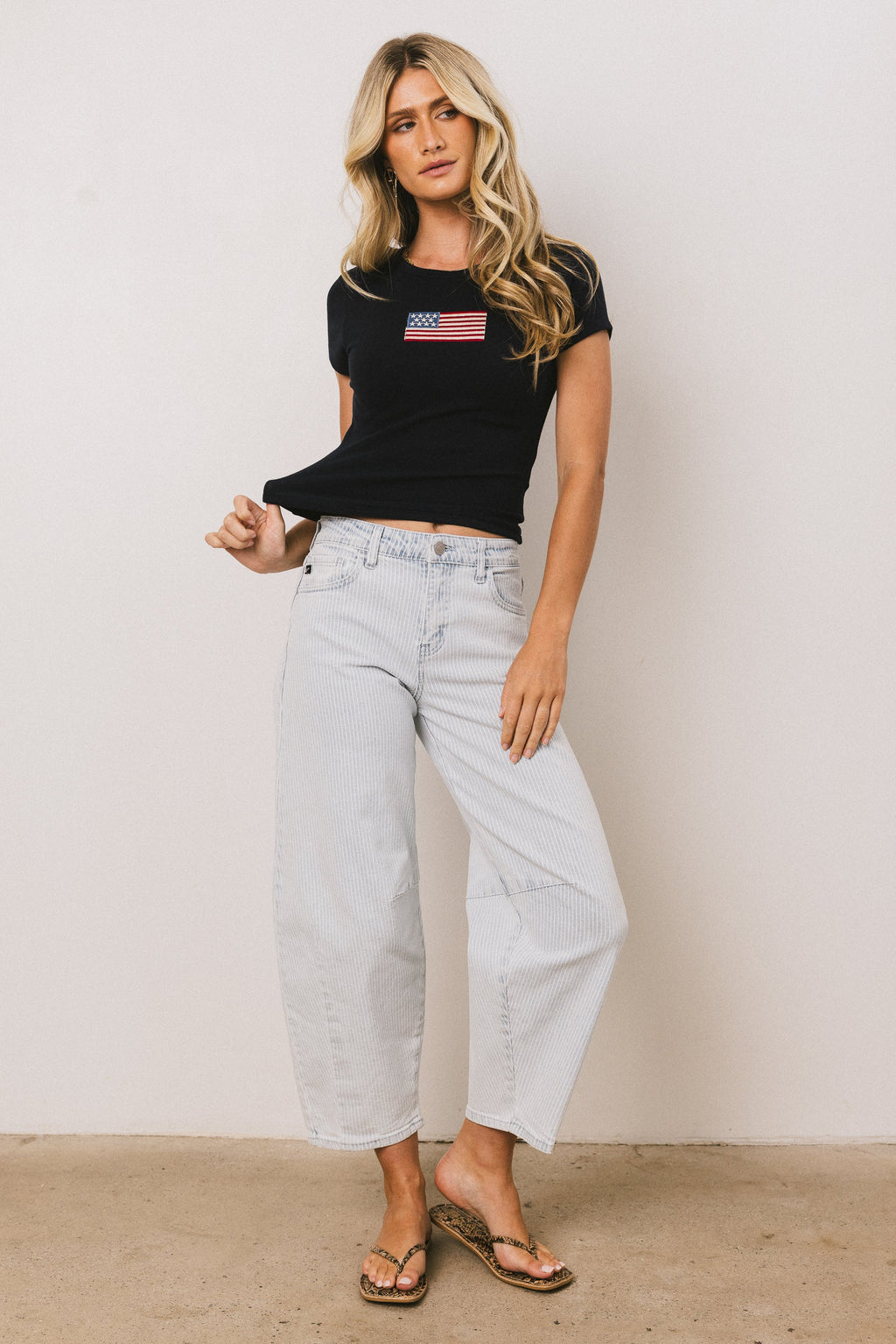 Striped Barrel Jeans L2398