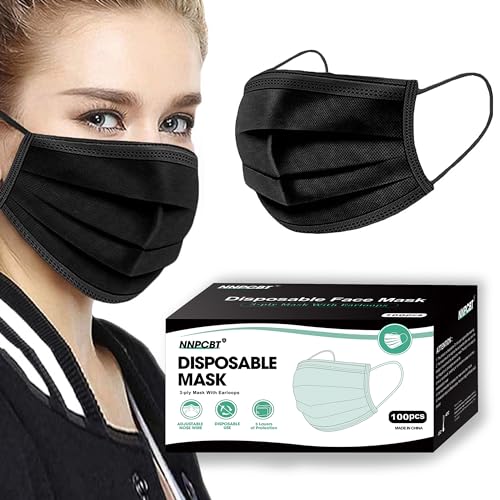 100PCS 3 Ply Black Disposable Face Mask Z680