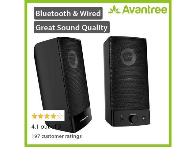 10W Bluetooth Computer Speakers, Wireless & Wired Stereo, AC Powered H112