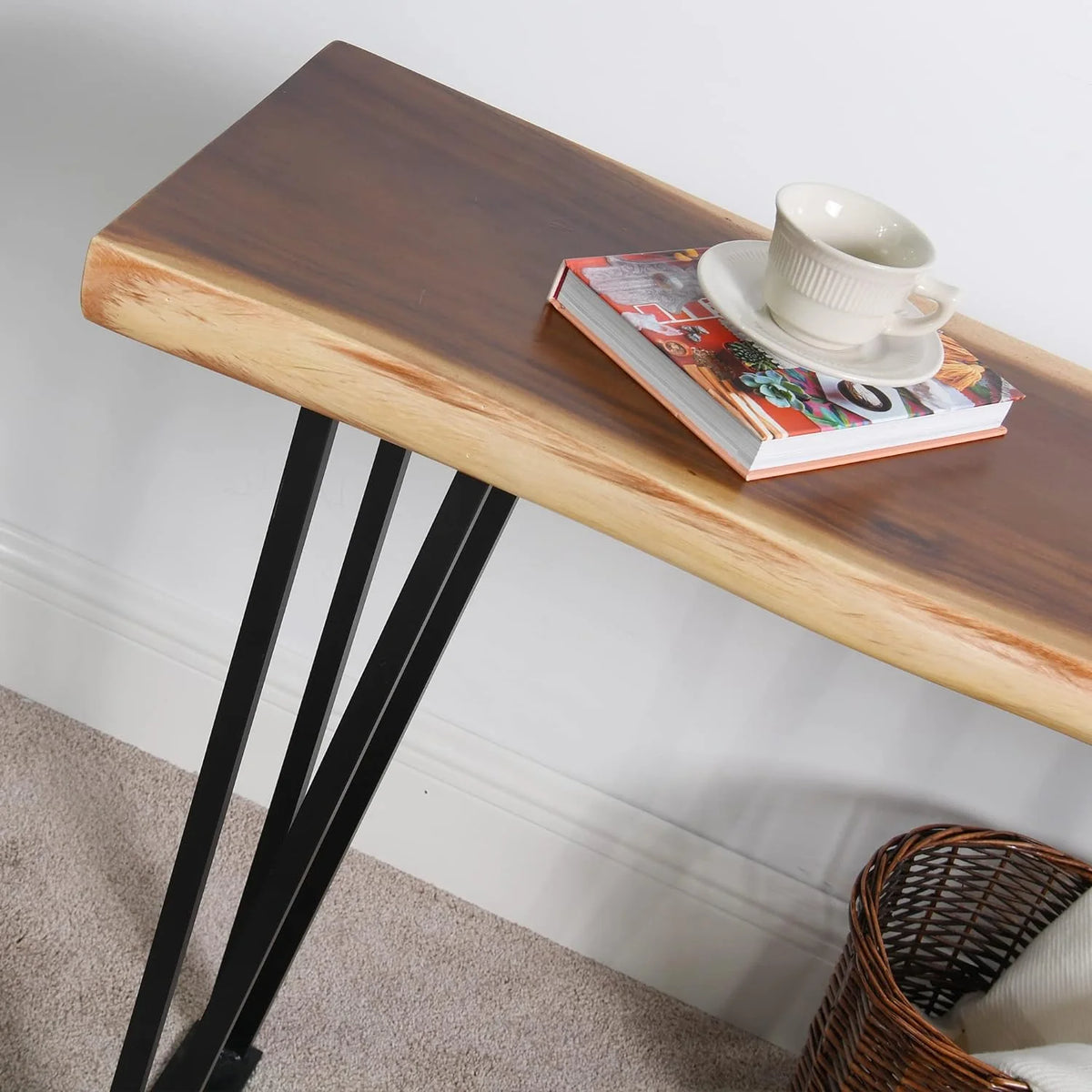 Solid Wood Console Table with Metal Legs S241