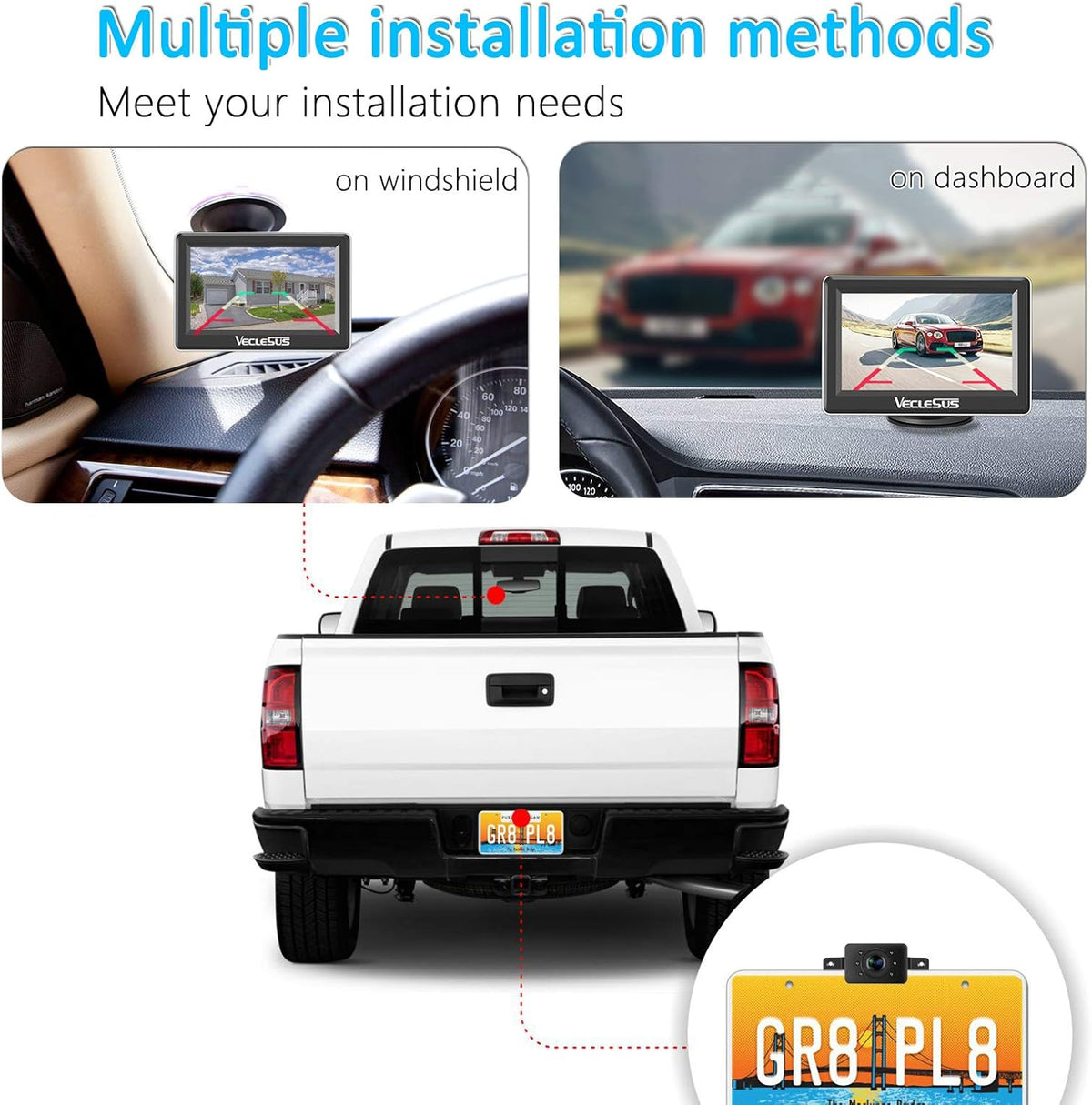 1080P HD Wireless Backup Camera System with 4.3" LCD Monitor U201967