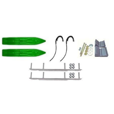 Green Powder Hound 8 inch Snowmobile Skis with 9 inch Shaper Bars Complete Kit U64742