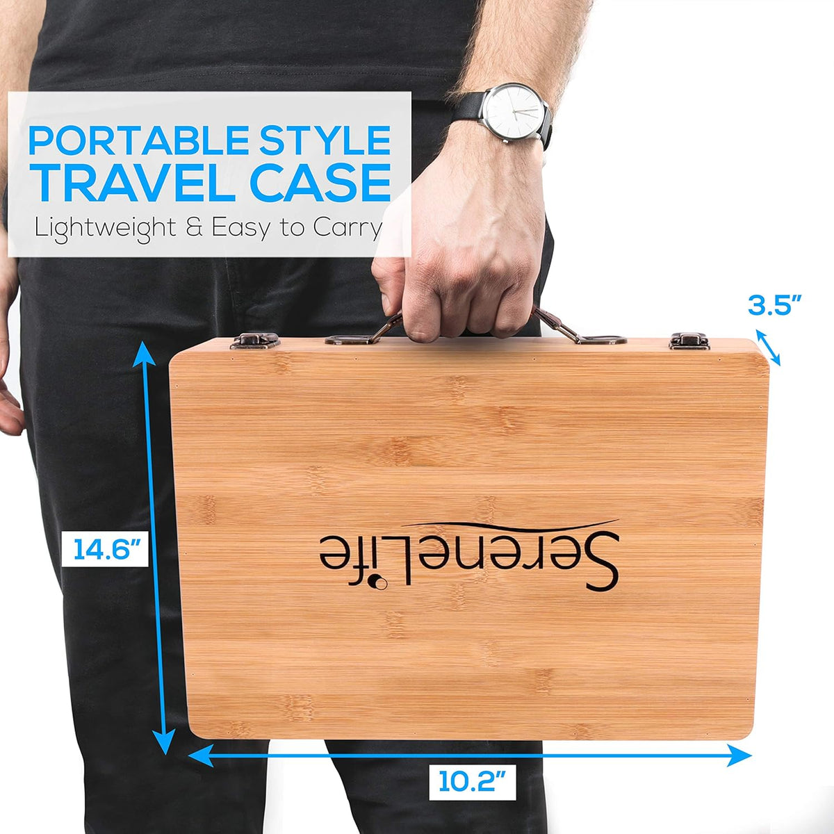 12 Pc Black Stone Massage Kit with Bamboo Heating Case Q1282