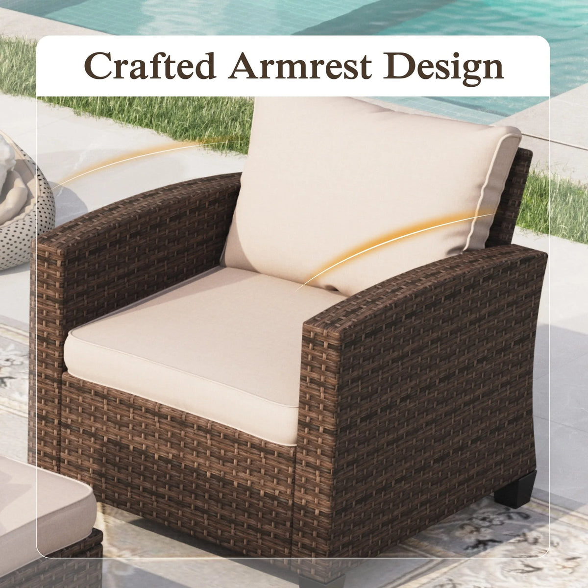 8 Pieces Wicker Patio Furniture Set with Fire Pit Table D10660
