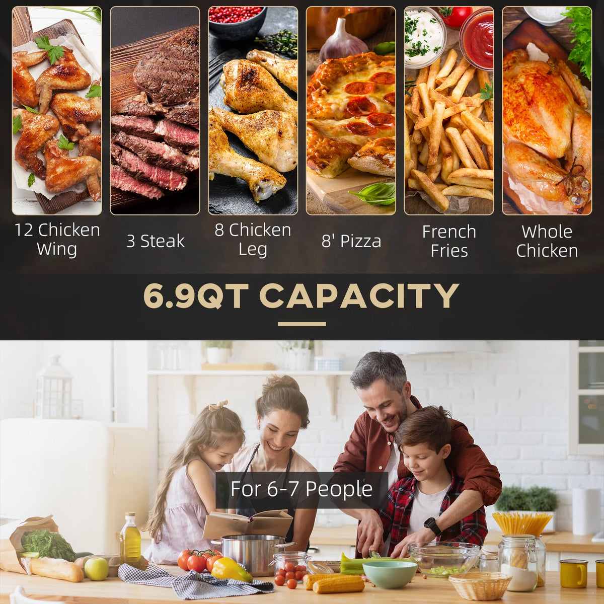 1700W 6.9 Quart Nonstick Air Fryer W420