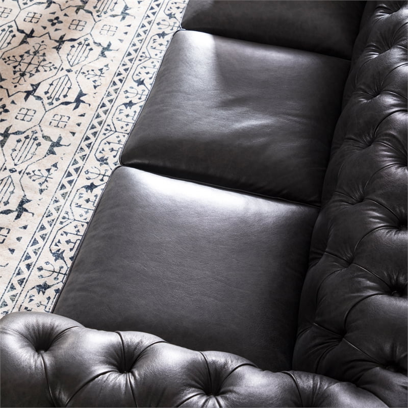 Grey Leather Chesterfield Sofa I9160