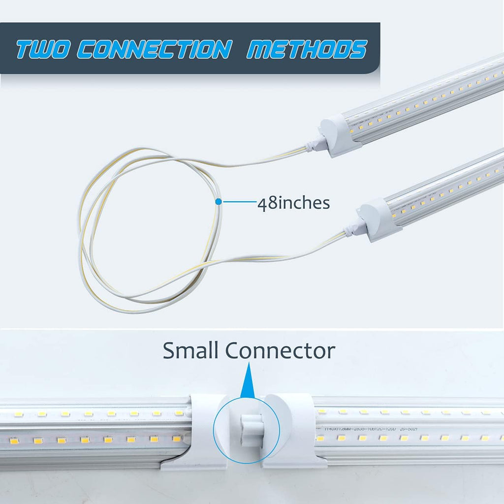 6 Pack 4FT 40W Integrated V Shaped LED Shop Light, Linkable White Daylight 6000k, On/Off Switch Cable Clear Cover O924