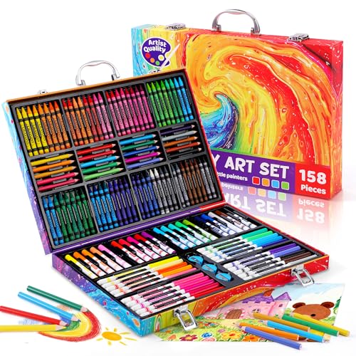 158 Pcs Art Supplies Drawing Painting Set with Colored Pencils Crayons Markers O4280