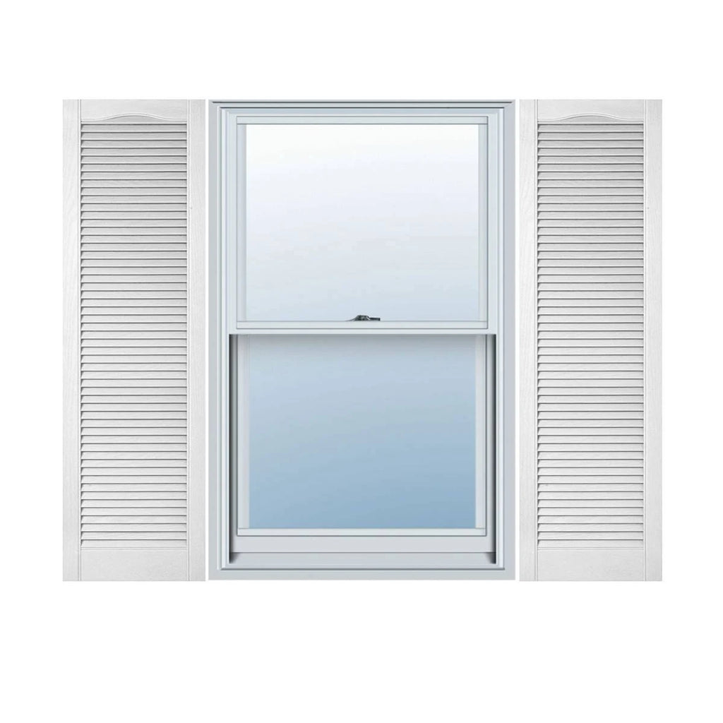 18 inchw x 40 inchh Vinyl Louver Shutters, Bright White B82943